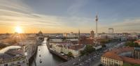 Television tower, the Red Town Hall, Berlin Cathedral and river Spree, Berlin, Germany